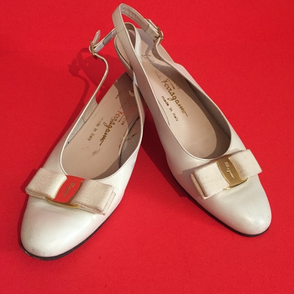 Salvatore Ferragamo winter white heels !!