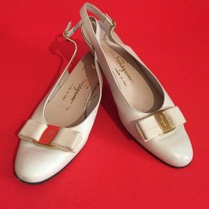 Salvatore Ferragamo winter white heels !!