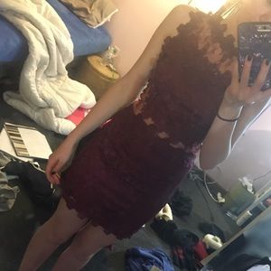Maroon Lace Dress from Love Culture