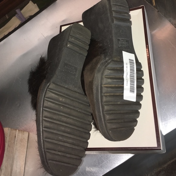 Coach Mules with Rabbit Fur NEVER WORN SZ 11 - Picture 4 of 4