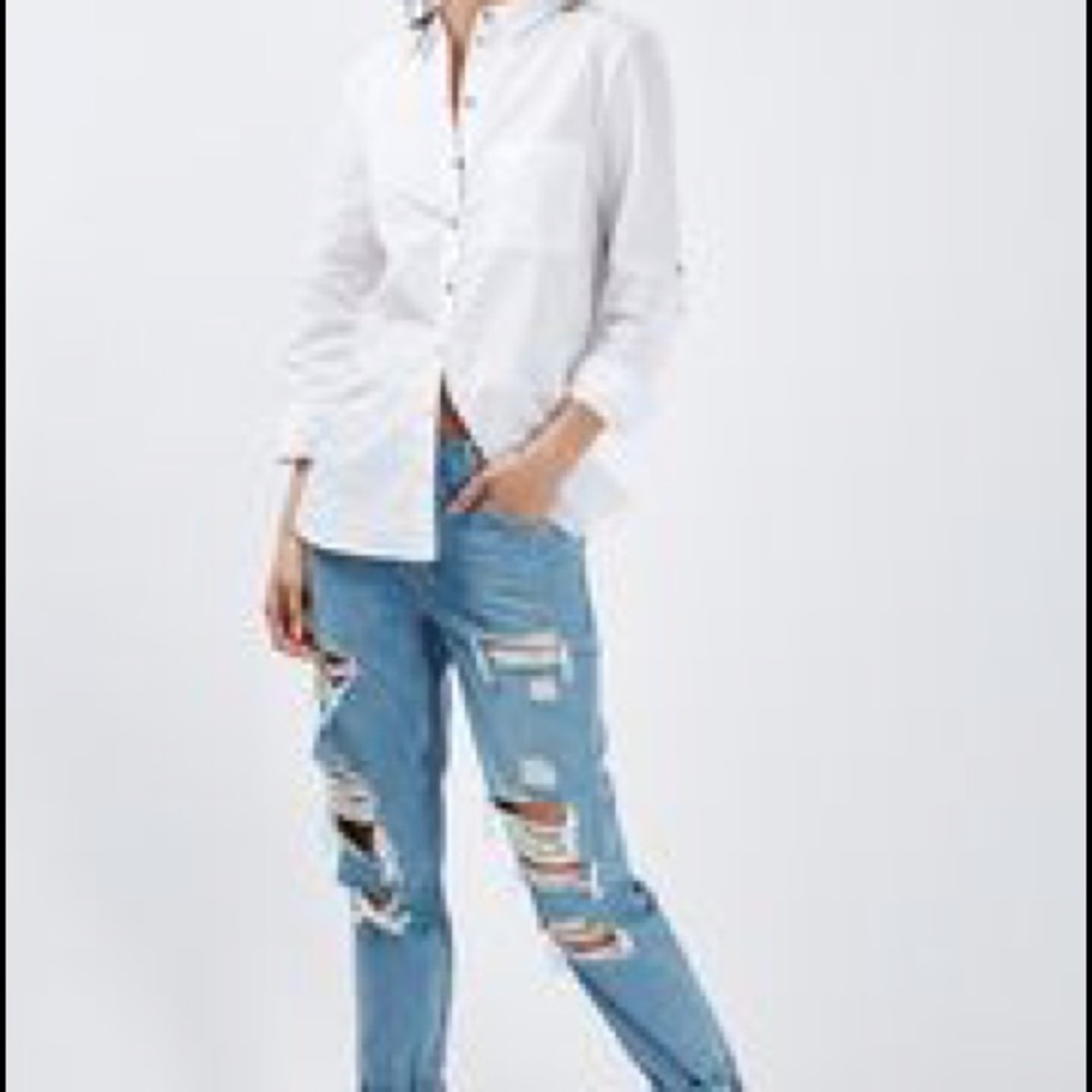 Topshop Long White Button-Down