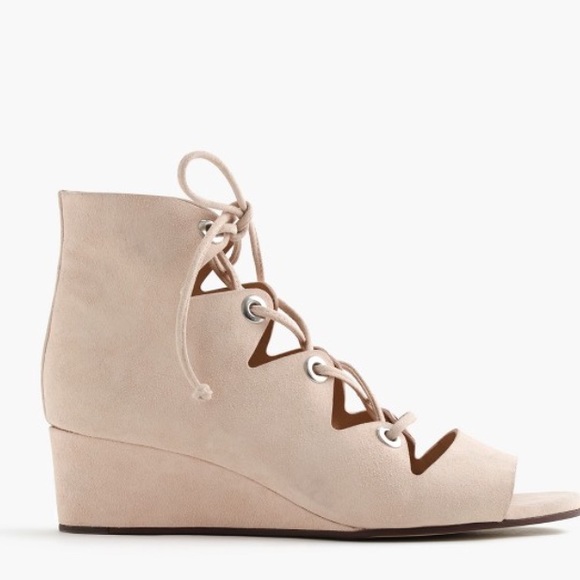 One day sale!! J crew lace up wedges in suede - Picture 1 of 2