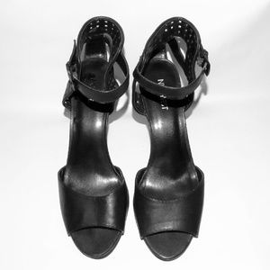 Women's Black Nine West Peeptoe Heels Size 11