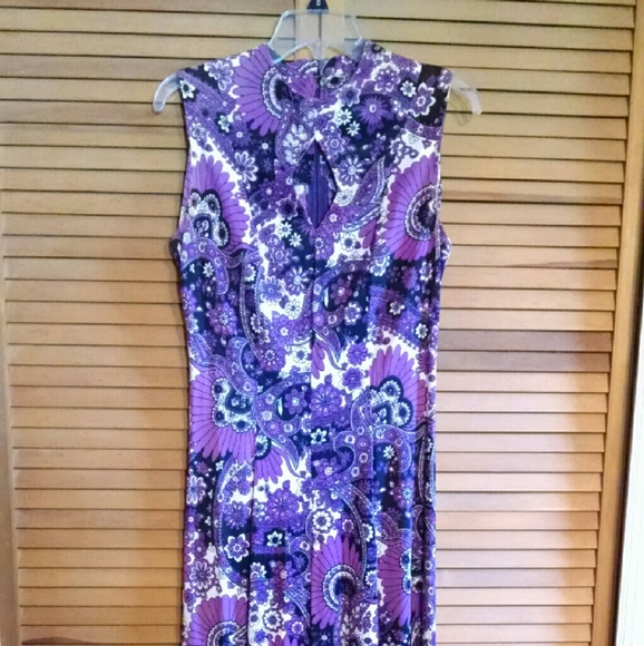 Vintage Asian inspired purple maxi dress