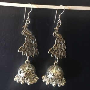 Peacock with feathers earrings tribal earring