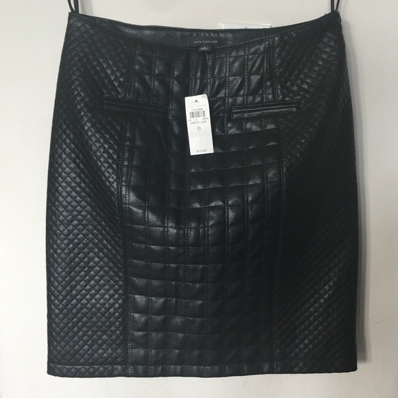 BRAND NEW Ann Taylor Quilted Faux Leather Skirt