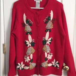 NWT Tacky Ugly Red Christmas sweater bells size S