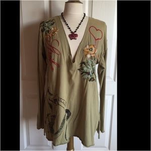 Johnny Was VNeck Strike Embroidered Tunic