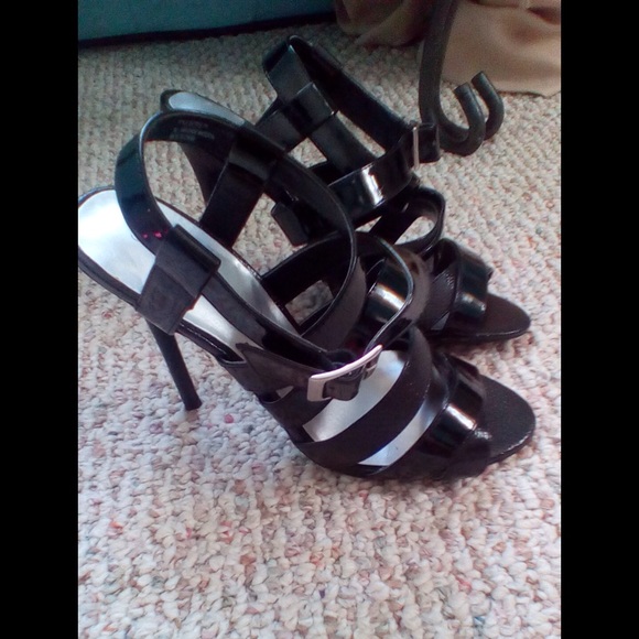 Black Patent Sandal Heels