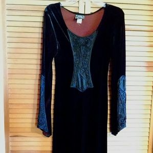 Long sleeve Medieval style velour maxi