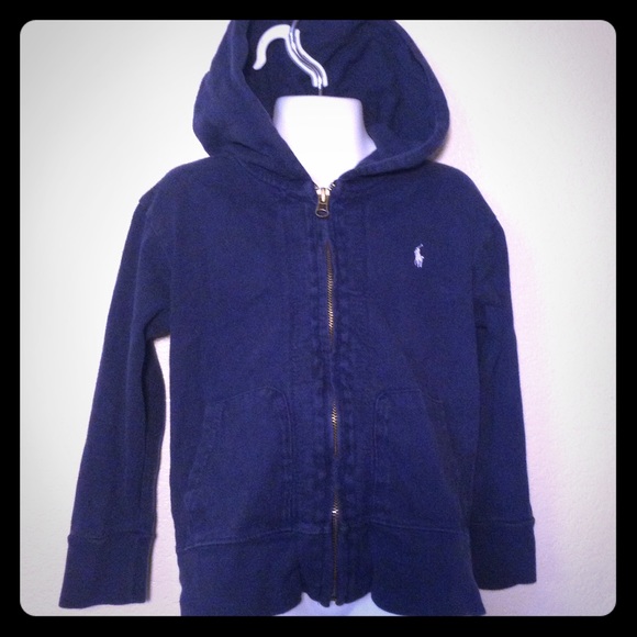 POLO RALPH LAUREN Boys L/S Zip Hoodie Navy SZ 5