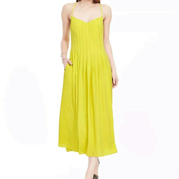 Banana Republic canary yellow midi dress