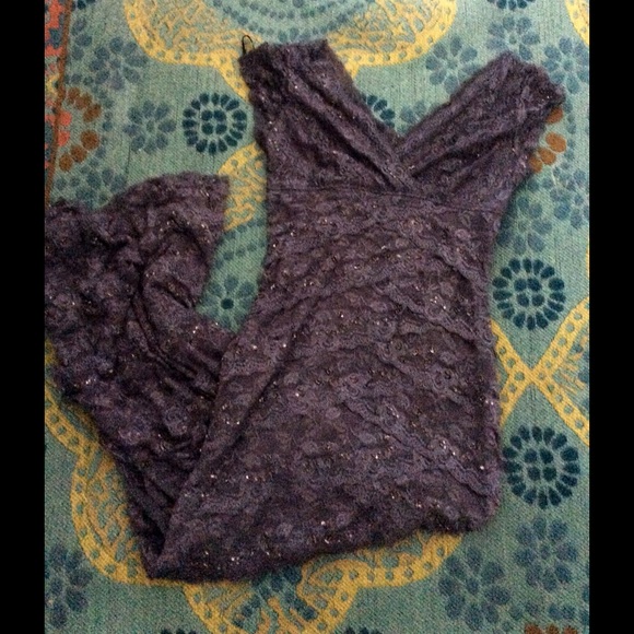 Grey Lacy Prom Dress