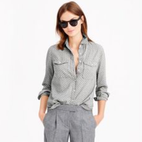J. Crew polka dot button down shirt