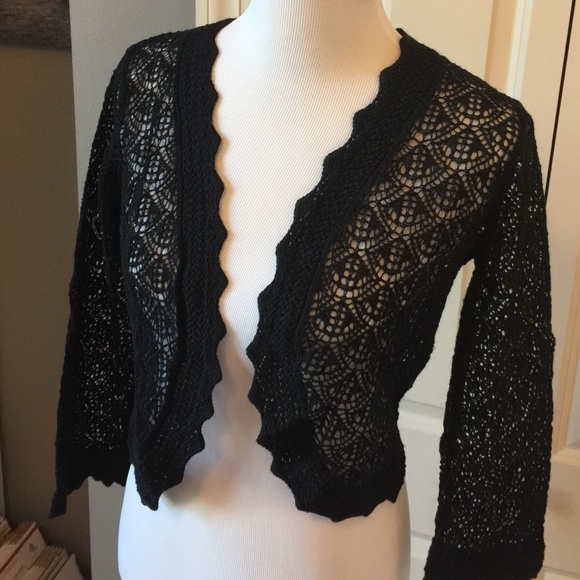 black crochet shrug