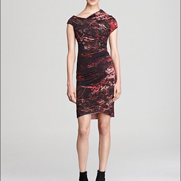 Helmut Lang asymmetric midnight floral dress
