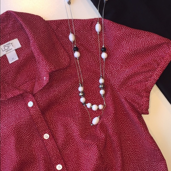 ANN TAYLOR LOFT | red dress shirt | petite s