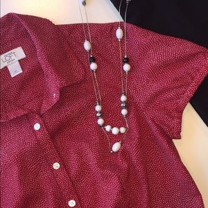 ANN TAYLOR LOFT | red dress shirt | petite s