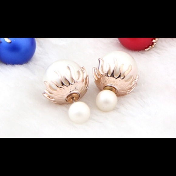 Pear/gold double sided earrings