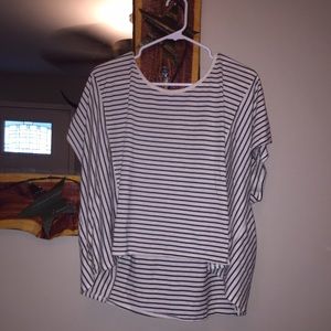 Black and white stripe high low top