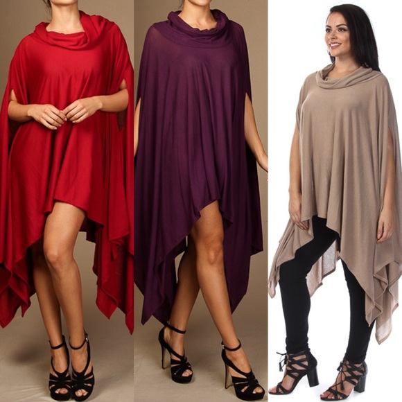 HP Sale! Turtleneck Asymmetrical Top/Mini Dress - Picture 3 of 3