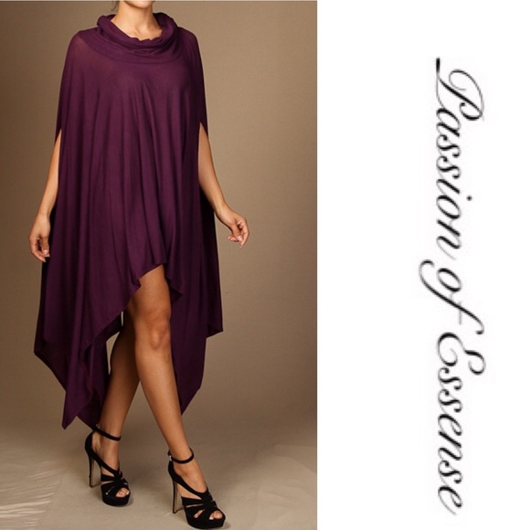 HP Sale! Turtleneck Asymmetrical Top/Mini Dress - Picture 2 of 3