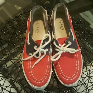 Red and blue Womans Ralph Lauren shoes