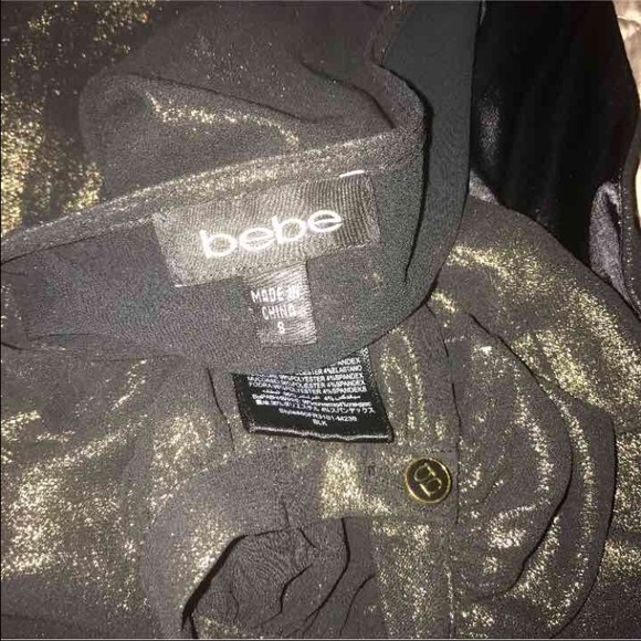 🖤SOLD🖤 Bebe Blouse Cutout Arms Gold Stunning S - Picture 4 of 4