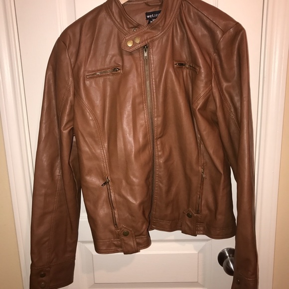 Brown lightweight pleather jacket