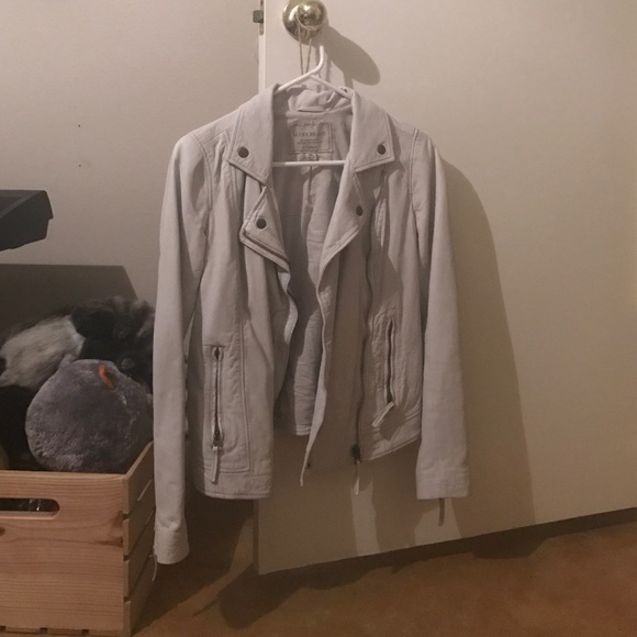 Lucky brand white leather moto jacket XS