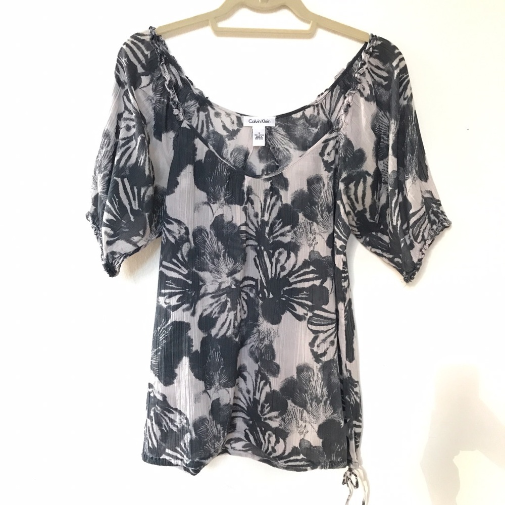 CALVIN KLEIN Floral Print Blouse - Runs Big