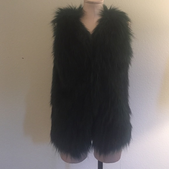 Dark green faux fur vest