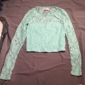 Hollister Light blue lace crop top