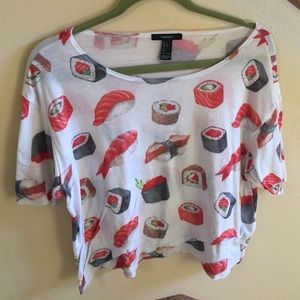 sushi printed crop top (never worn)