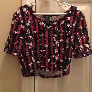 red, blue, black, and white croptop from forever21