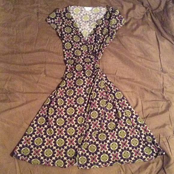 London Times Vintage Floral Print Wrap Dress