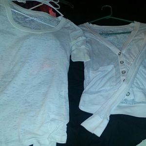 White burn out top and cardigan
