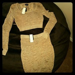 Bebe Gold Sweater Dress
