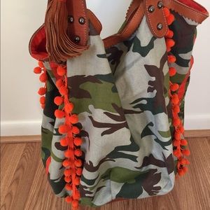⭐️St Barth big Tote Bag Camouflage with pom Pom