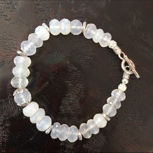 African White Moonstone Thai Silver Bracelet