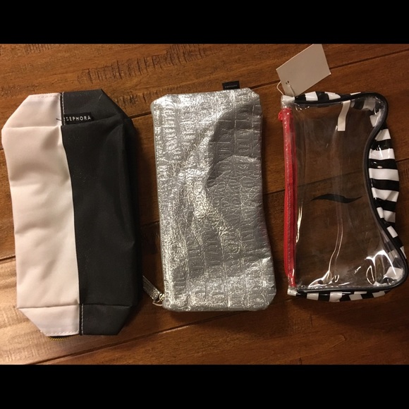 3 sephora makeup bags.
