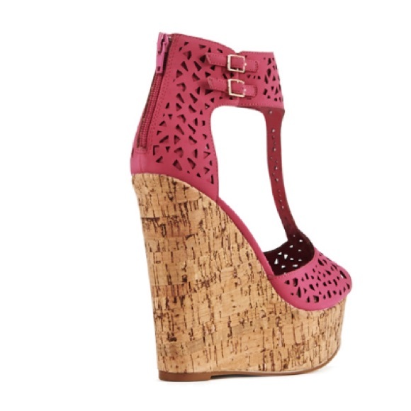 FUSCHIA Wedge Open Toe Shoes - Picture 3 of 4