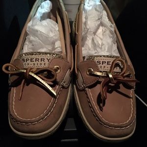 Angelfish linen/gold glit sperrys