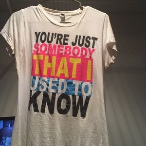 White graphic tee shirt