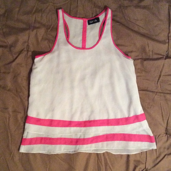 fab'rik Sheer Pink and Gray Racerback Tank Top