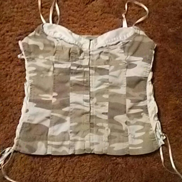 Camo crop top spaghetti strap tank.