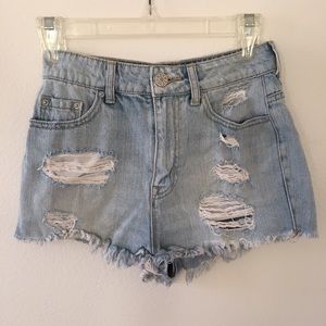 BDG High-Waisted Distressed Denim Shorts