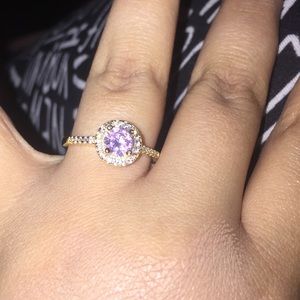 Gold ring with pink cubic zircon