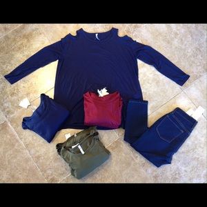 Long sleeve cold shoulder top