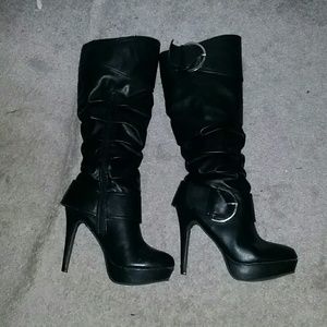 Buckle stiletto boots